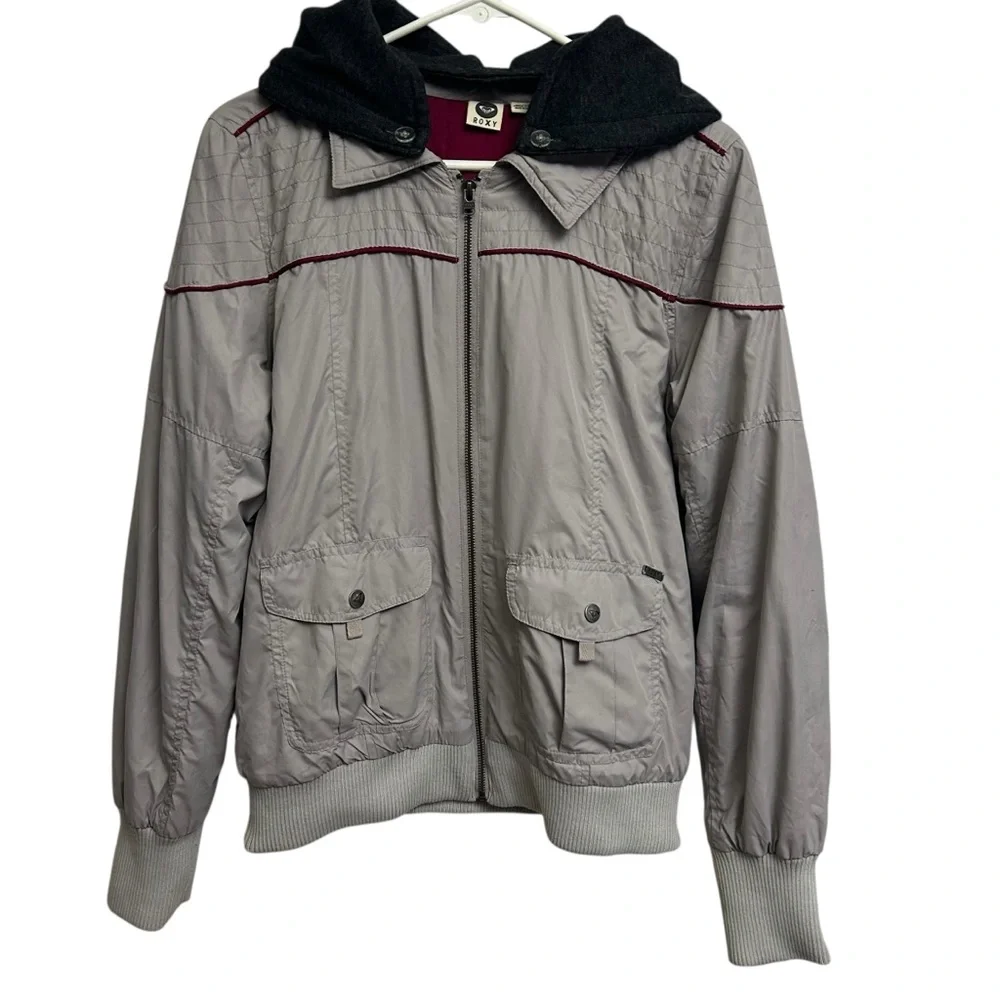Roxy Gray Bomber Jacket - Picture 2 of 9